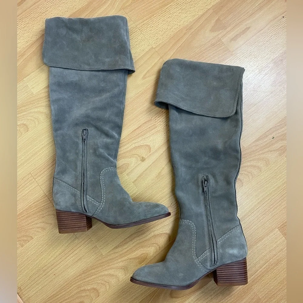 ANTHROPOLOGIE Liendo by Seychelles Over The Knee Suede Boots in Taupe size 7